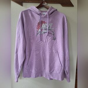 Nike Lavender Rose Logo Hoodie Long Sleeve Pocket Drawstring Size L